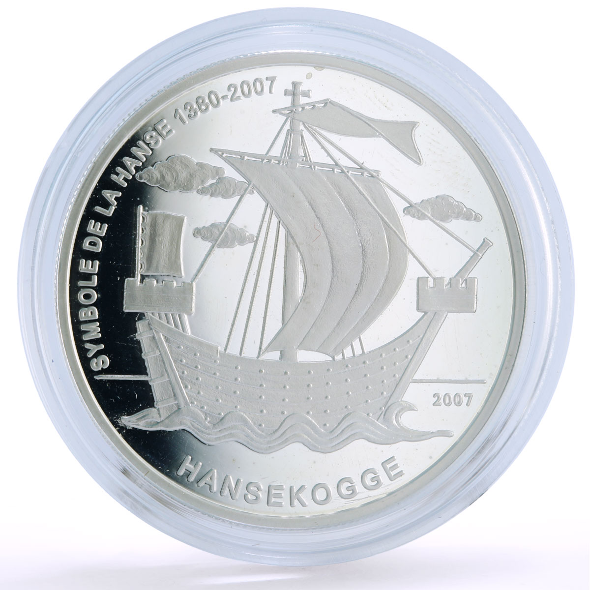 Togo 1000 francs Seafaring Hanse Hansekogge Ship Clipper proof silver coin 2007