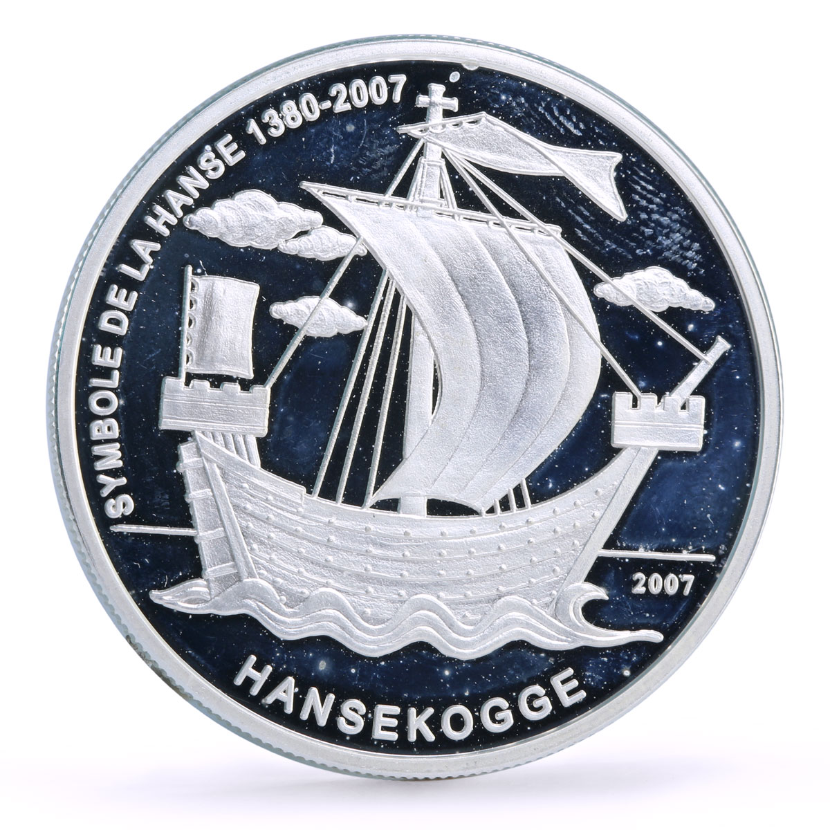 Togo 1000 francs Seafaring Hanse Hansekogge Ship Clipper proof silver coin 2007