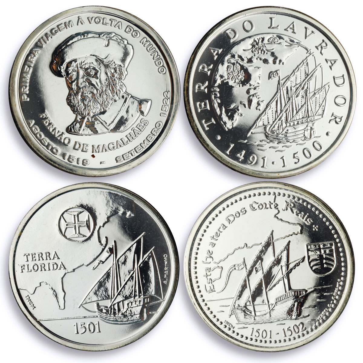 Portugal set of 4 coins XI Series of Discoveries New Frontiers silver coins 2000