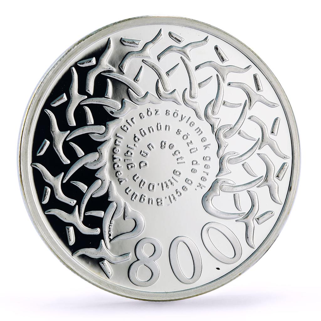 Turkey 30 lira 800th Anniversary of the Birth of Mevlana proof silver coin 2007