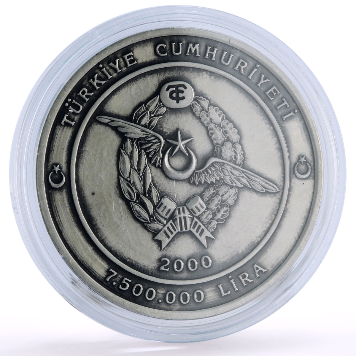 Turkey 7500000 lira Female Pilot Sabiha Gokcen Planes Aviation silver coin 2000