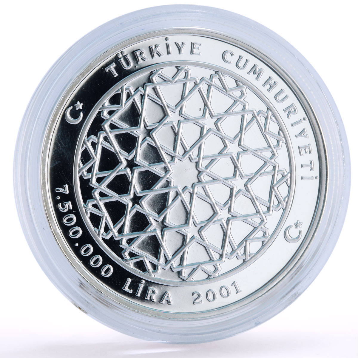 Turkey 7500000 lira Architect Mimar Sinan Architecture Art silver coin 2001