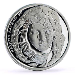 Turkey 50 lira Global Warming Threat Water is Source of Life silver coin 2009