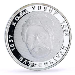 Turkey 7500000 lira Wrestler Koca Yusuf Wrestling Sports proof silver coin 2001