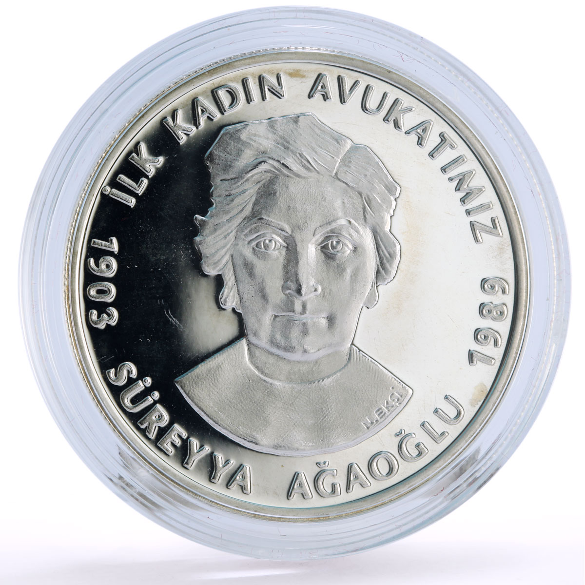 Turkey 15000000 lira Poet Writer Sureyya Agaoglu Literature silver coin 2003