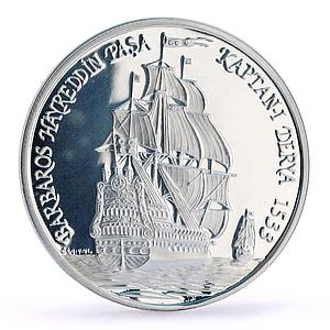 Turkey 1500000 lira Seafaring Barbaros Hayreddin Ship Clipper silver coin 1997