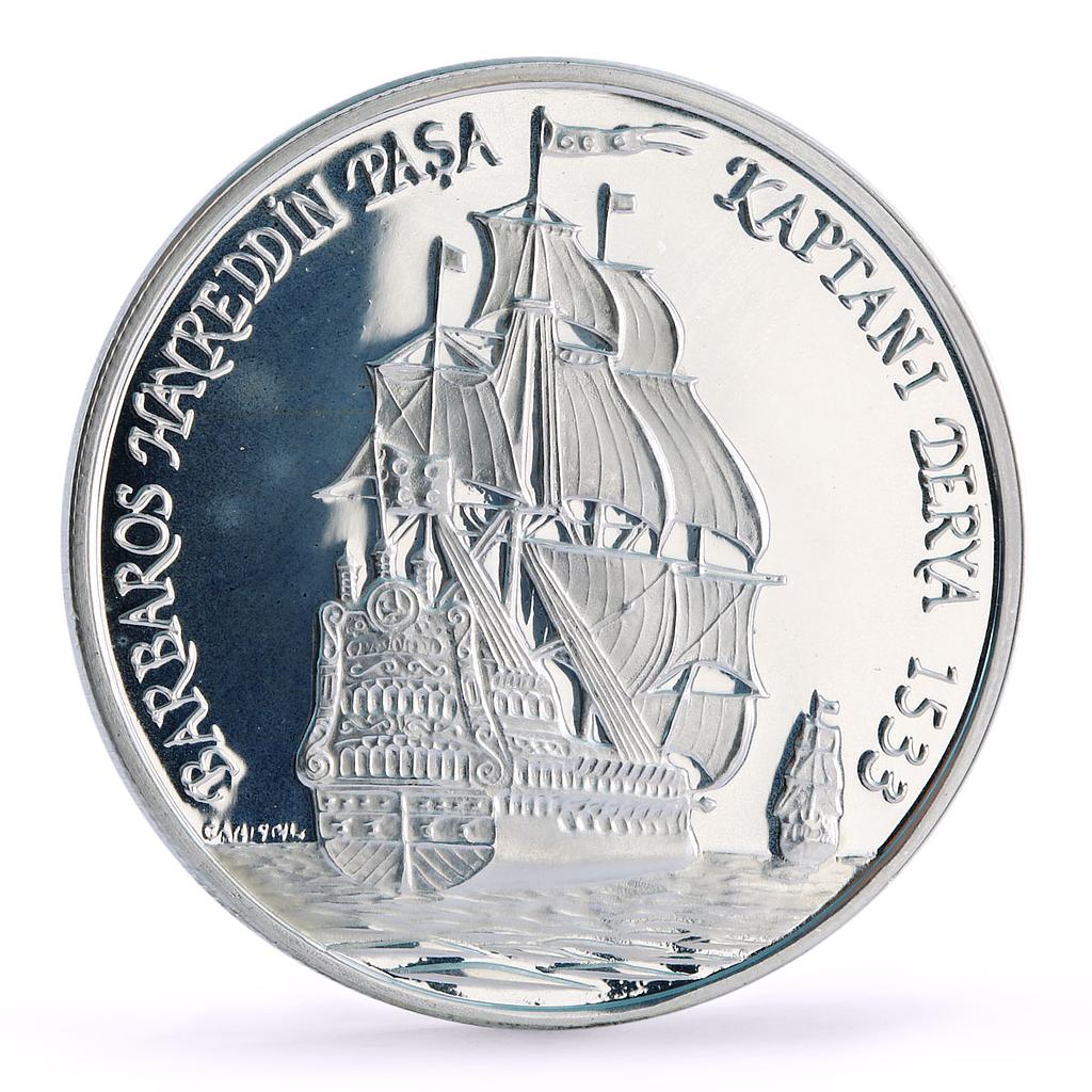 Turkey 1500000 lira Seafaring Barbaros Hayreddin Ship Clipper silver coin 1997