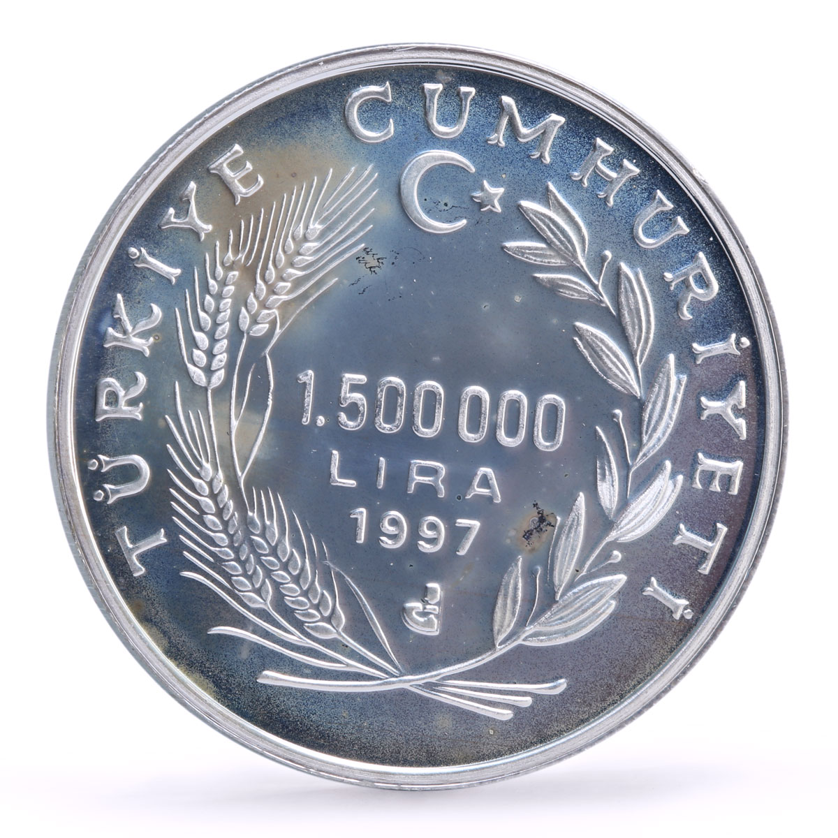 Turkey 15000000 lira Seafaring Barbaros Hayreddin Ship Clipper silver coin 1997