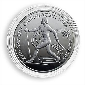 Ukraine 10 hryvnia 18 Winter Olympic Games Nagano Ski silver coin 1998