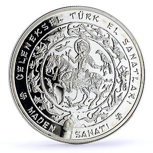 Turkey 15000000 lira Folk Crafts Mine Art Horseman Seahorses silver coin 2003