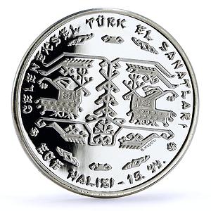 Turkey 20 lira Traditions Folk Crafts Aegean Carpet Art proof silver coin 2005