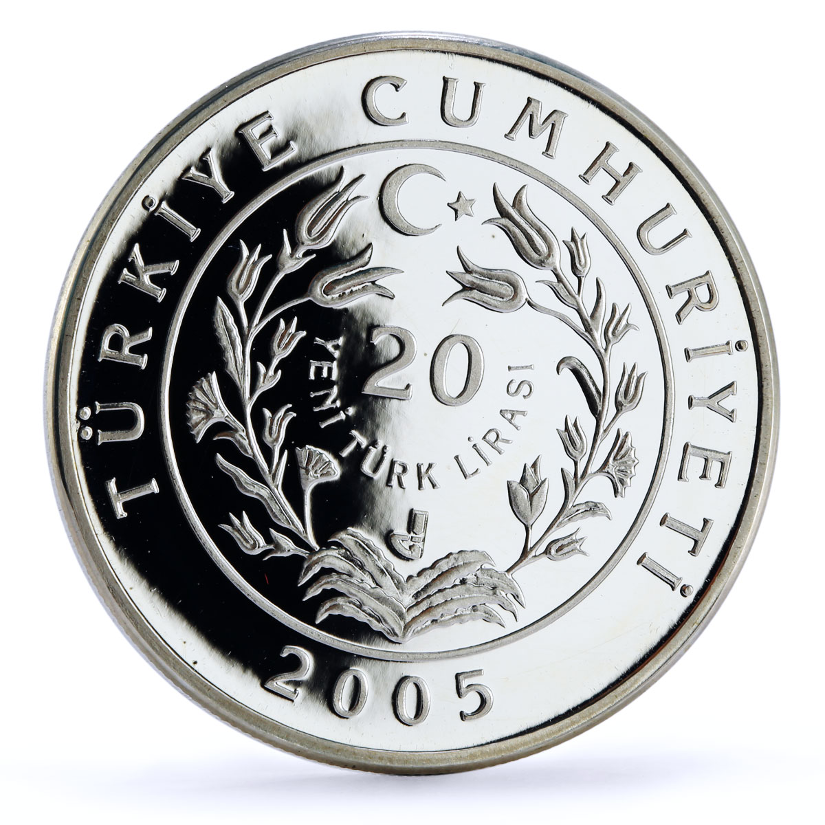 Turkey 20 lira Traditions Folk Crafts Aegean Carpet Art proof silver coin 2005