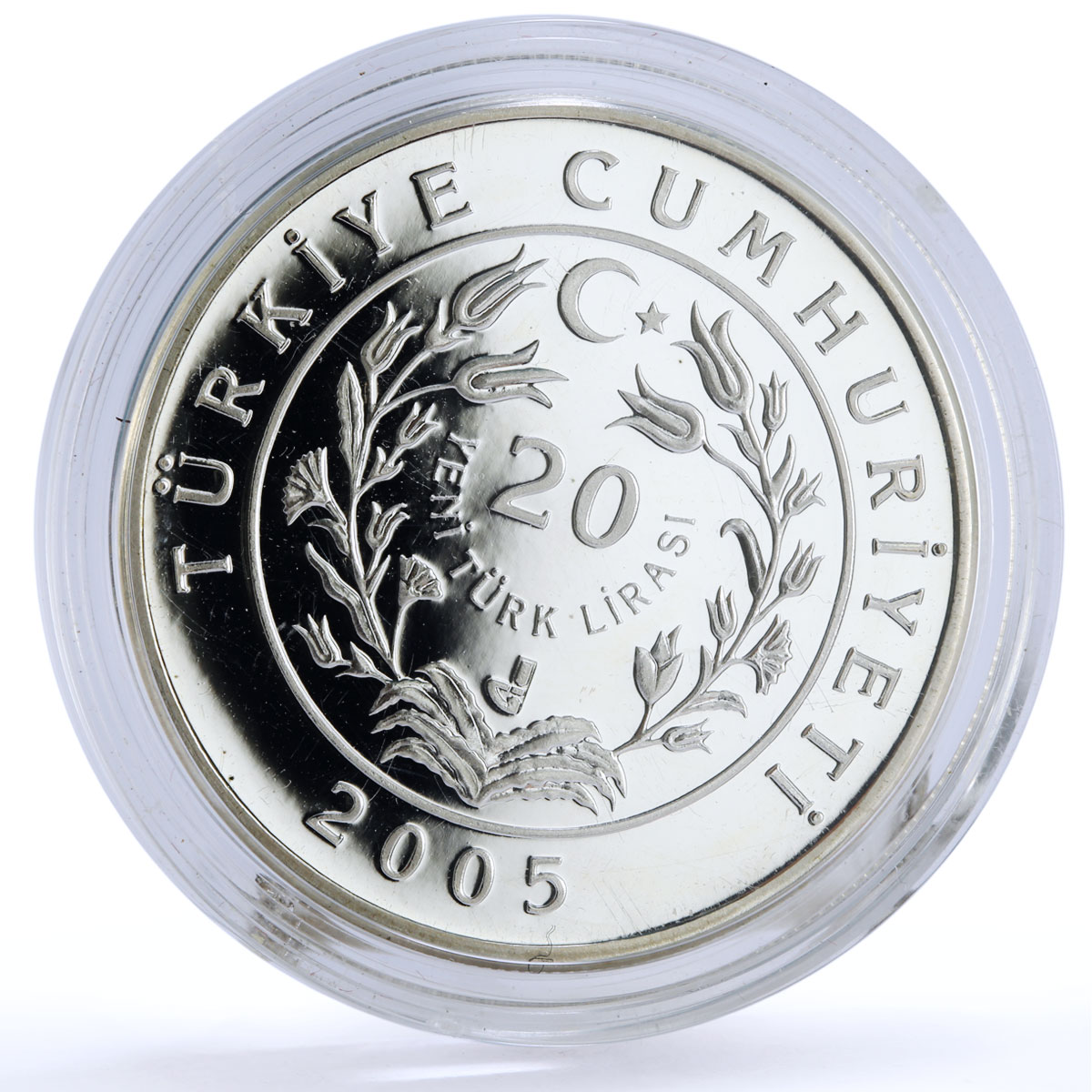 Turkey 20 lira Traditions Folk Crafts Aegean Carpet Art proof silver coin 2005
