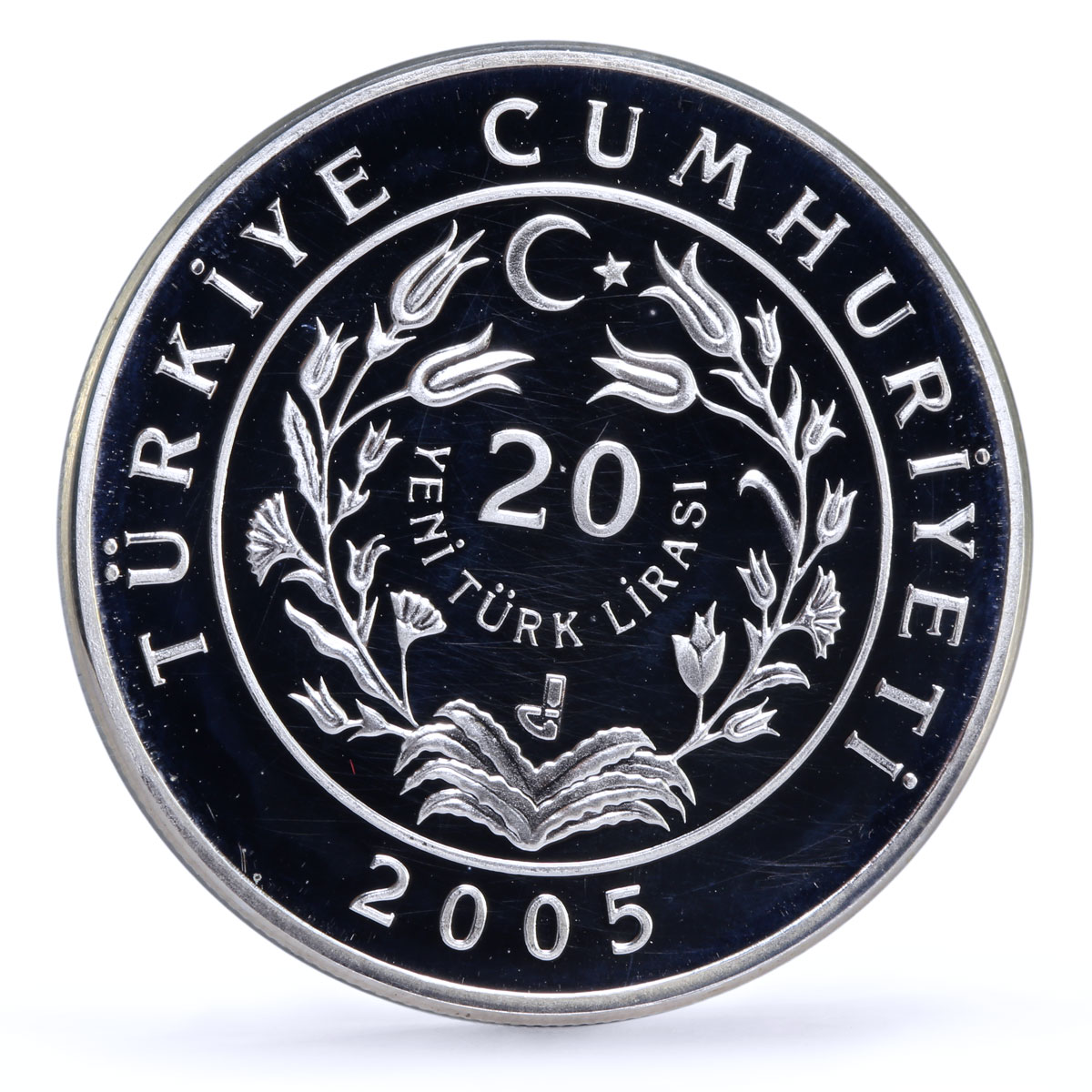 Turkey 20 lira Traditions Folk Crafts Aegean Carpet Art proof silver coin 2005
