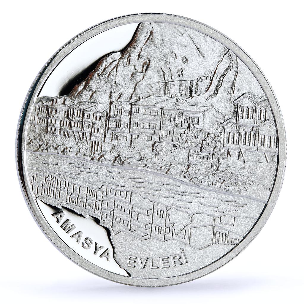 Turkey 20 lira Amasya Evleri City Architecture Landscape proof silver coin 2010