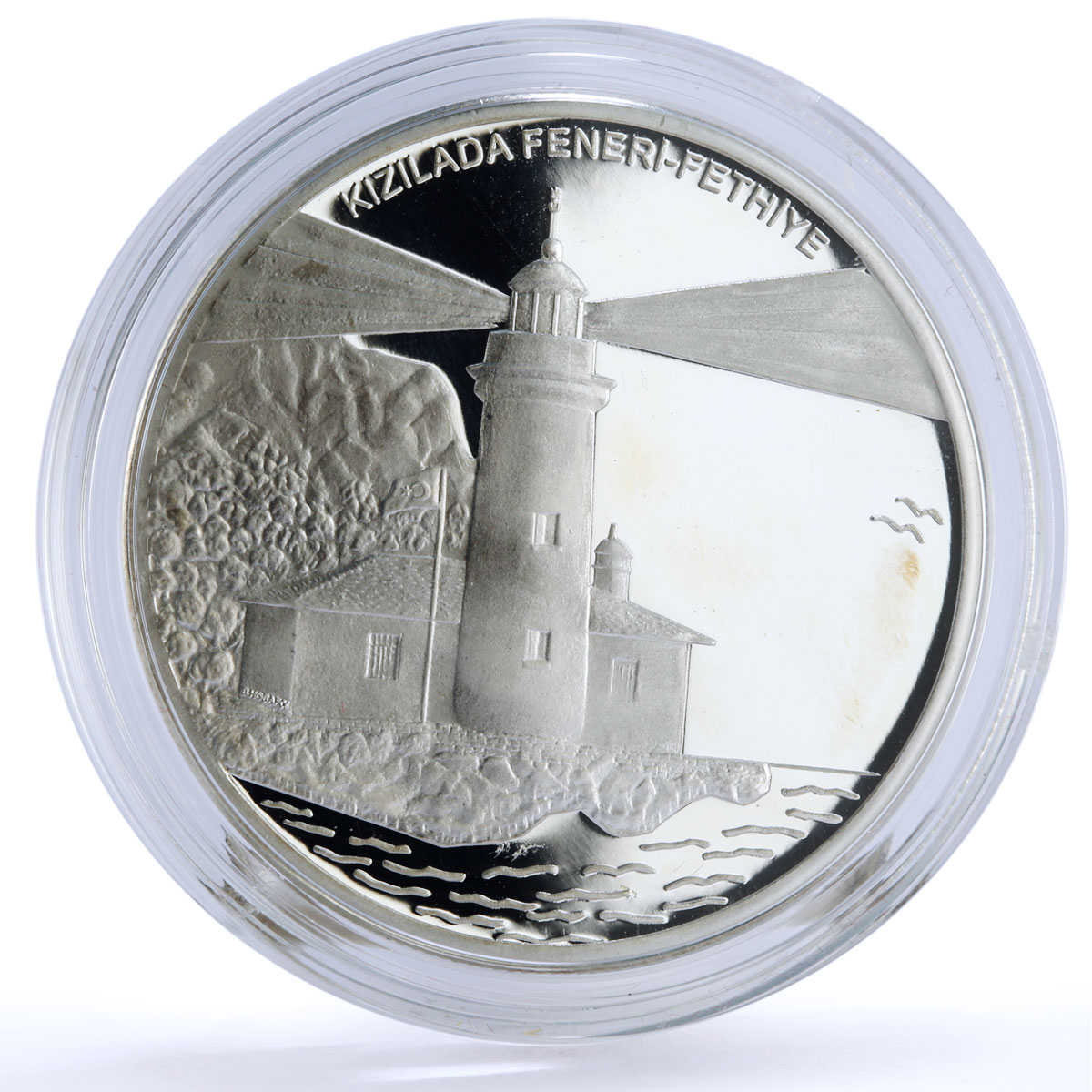 Turkey 40 lira Kizilada Lighthouse Sea Turtle Seal Fauna proof silver coin 2008