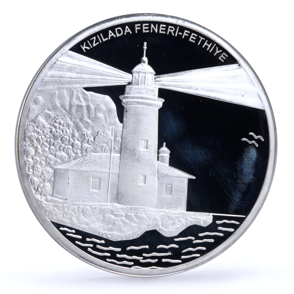 Turkey 40 lira Kizilada Lighthouse Sea Turtle Seal Fauna proof silver coin 2008