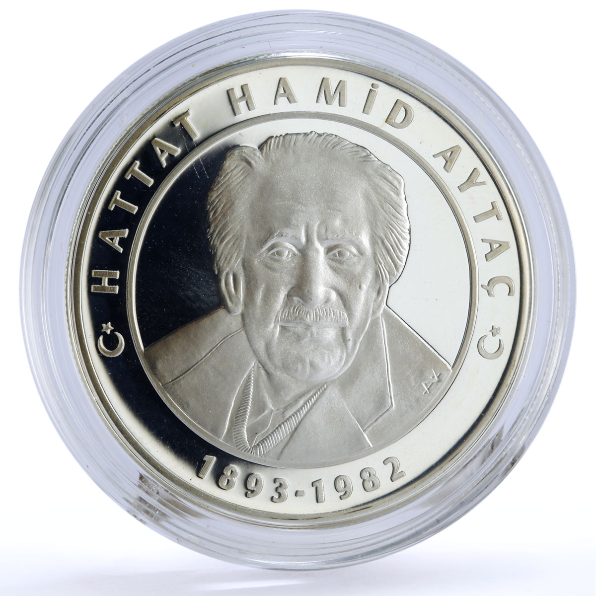 Turkey 25 lira Calligrapher Hattat Hamid Aytac Literature proof silver coin 2006