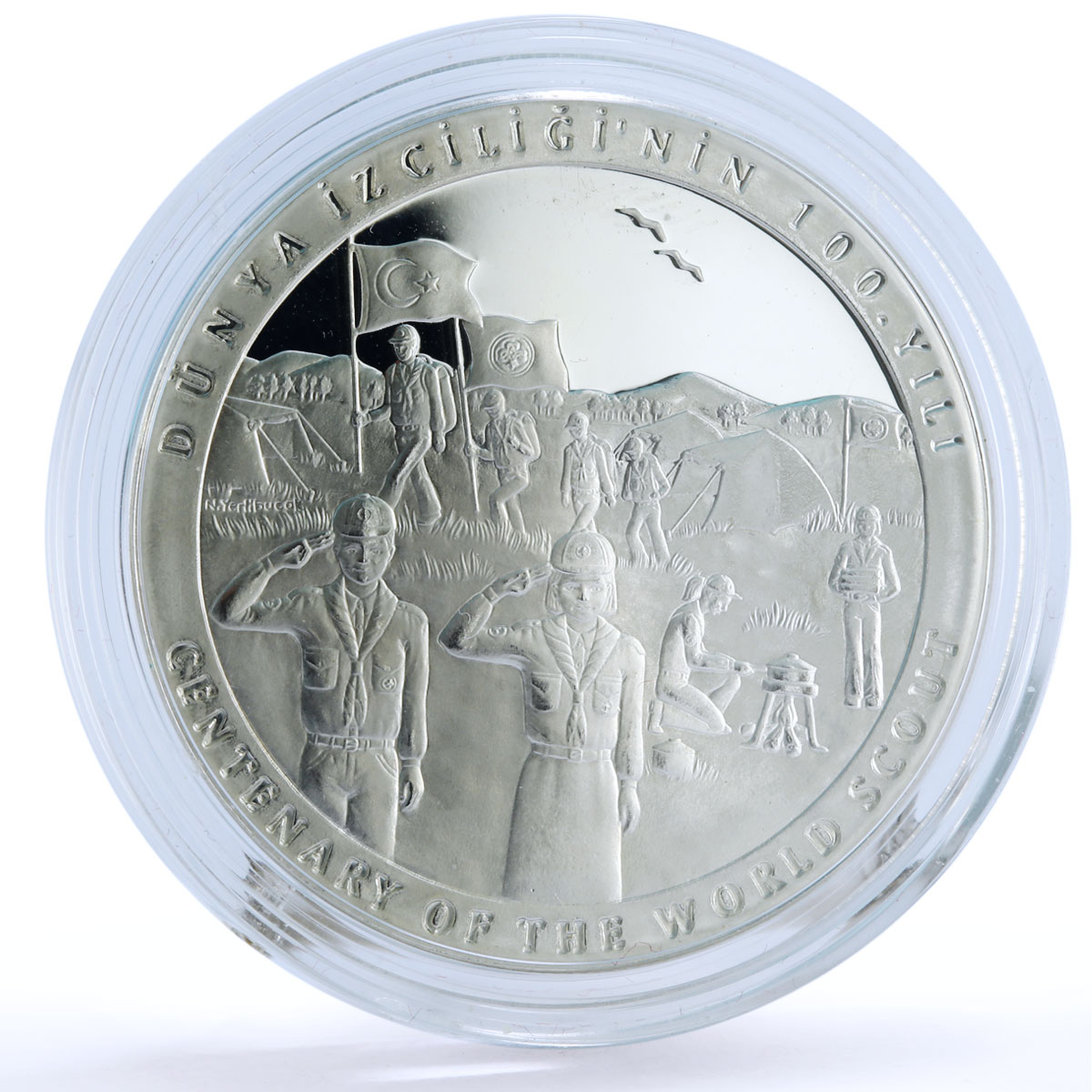 Turkey 35 lira 100th Anniversary of Children Scout Movement silver coin 2007