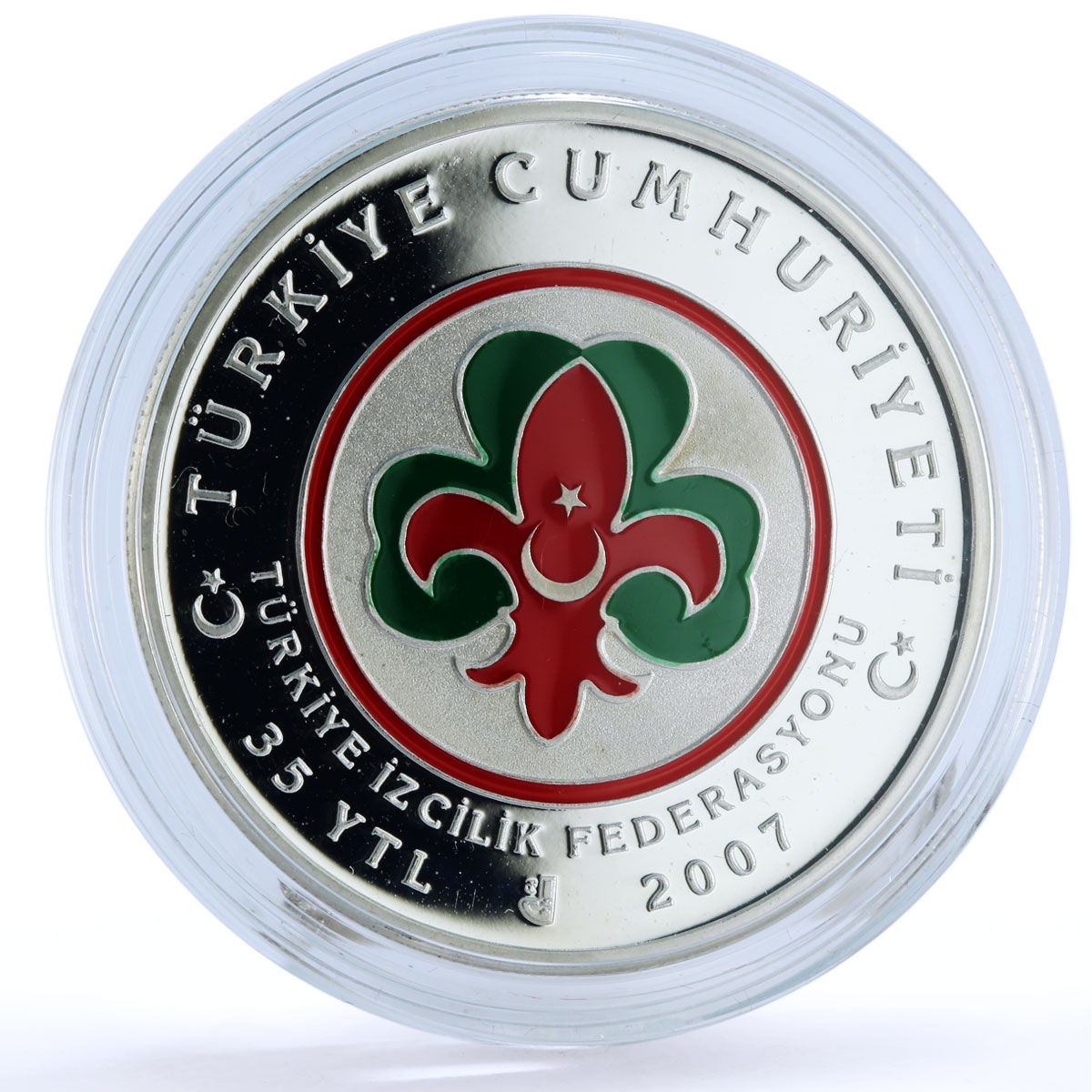 Turkey 35 lira 100th Anniversary of Children Scout Movement silver coin 2007