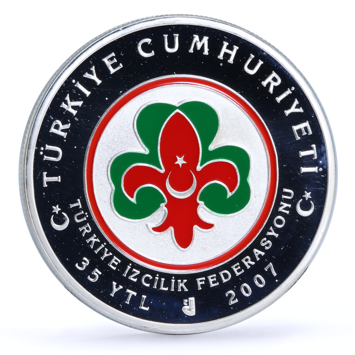 Turkey 35 lira 100th Anniversary of Children Scout Movement silver coin 2007