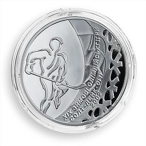 Ukraine 10 hryvnia Winter Olympic Games Salt Lake City Hockey silver coin 2001