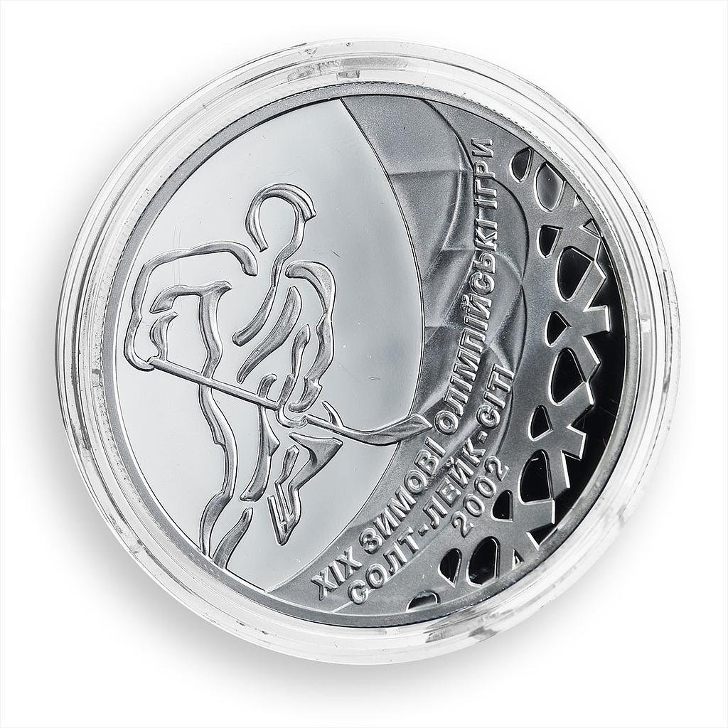 Ukraine 10 hryvnia Winter Olympic Games Salt Lake City Hockey silver coin 2001