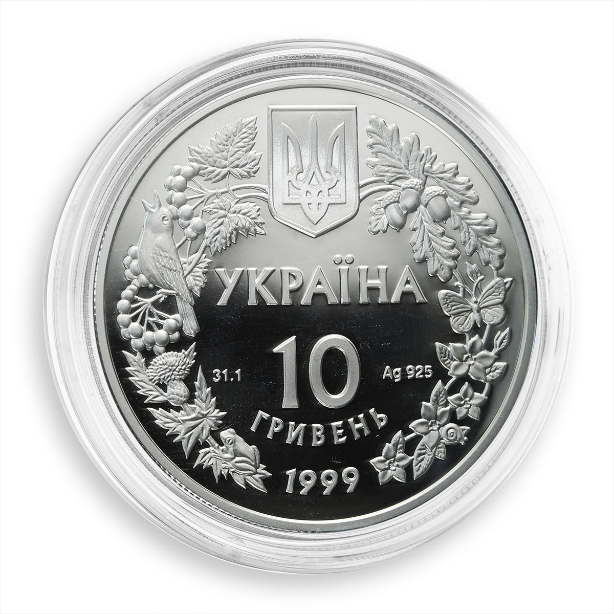 Ukraine 10 hryvnia Steppe Eagle Bird Fauna Red Book silver proof coin 1999