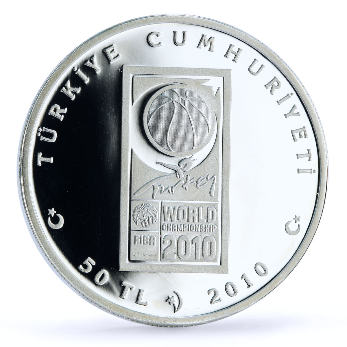 Turkey 50 lira 16th Basketball World Cup Championship proof silver coin 2010