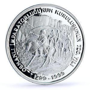 Turkey 4000000 lira 700th Anniversary Ottoman Empire Horsemans silver coin 1999