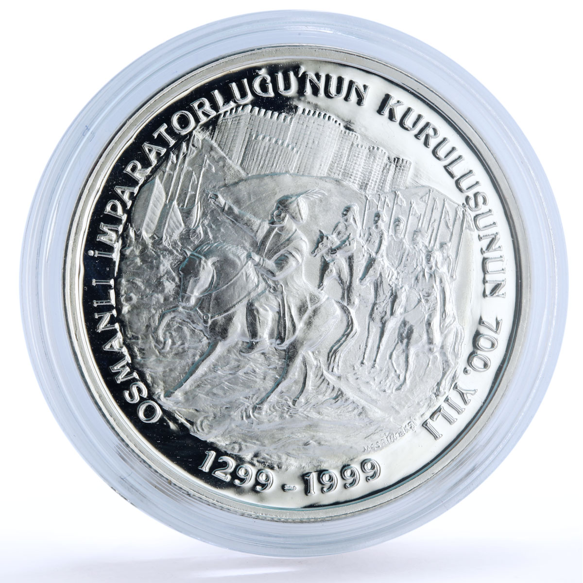 Turkey 4000000 lira 700th Anniversary Ottoman Empire Horsemans silver coin 1999