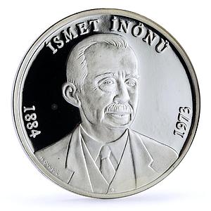 Turkey 15000000 lira 2nd President Ismet Inonu Politics proof silver coin 2004