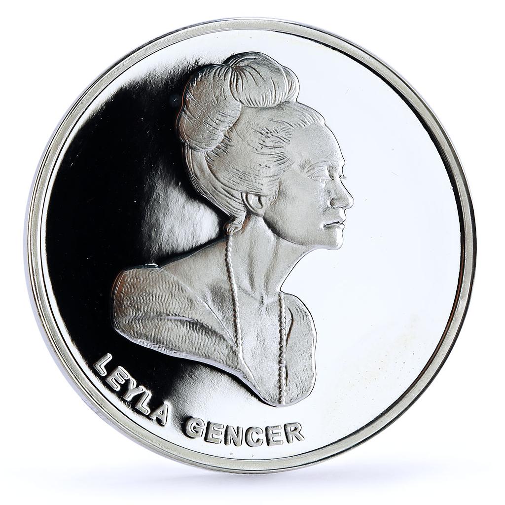 Turkey 15000000 lira Opera Singer Leyla Gencer Music proof silver coin 2004