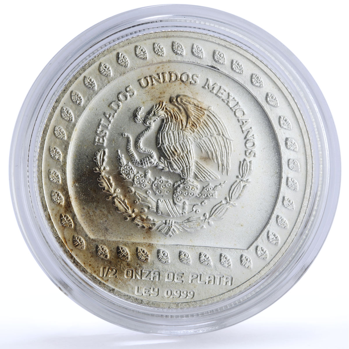 Mexico 50 pesos Precolombina Guererro Aguila Eagle Warrior silver coin 1992