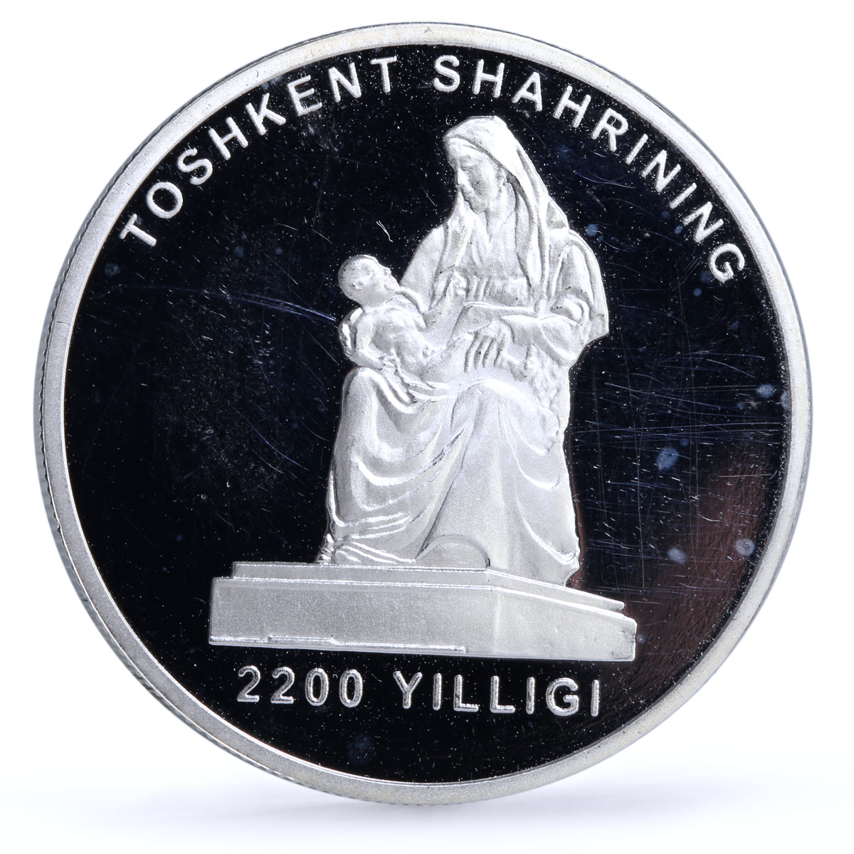 Uzbekistan 1000 som 2200 Years Tashkent City Mother Monument silver coin 2009