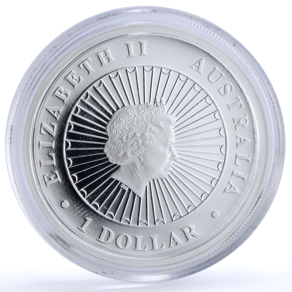 Australia 1 dollar Lunar Calendar Year of the Rooster Opal silver coin 2017