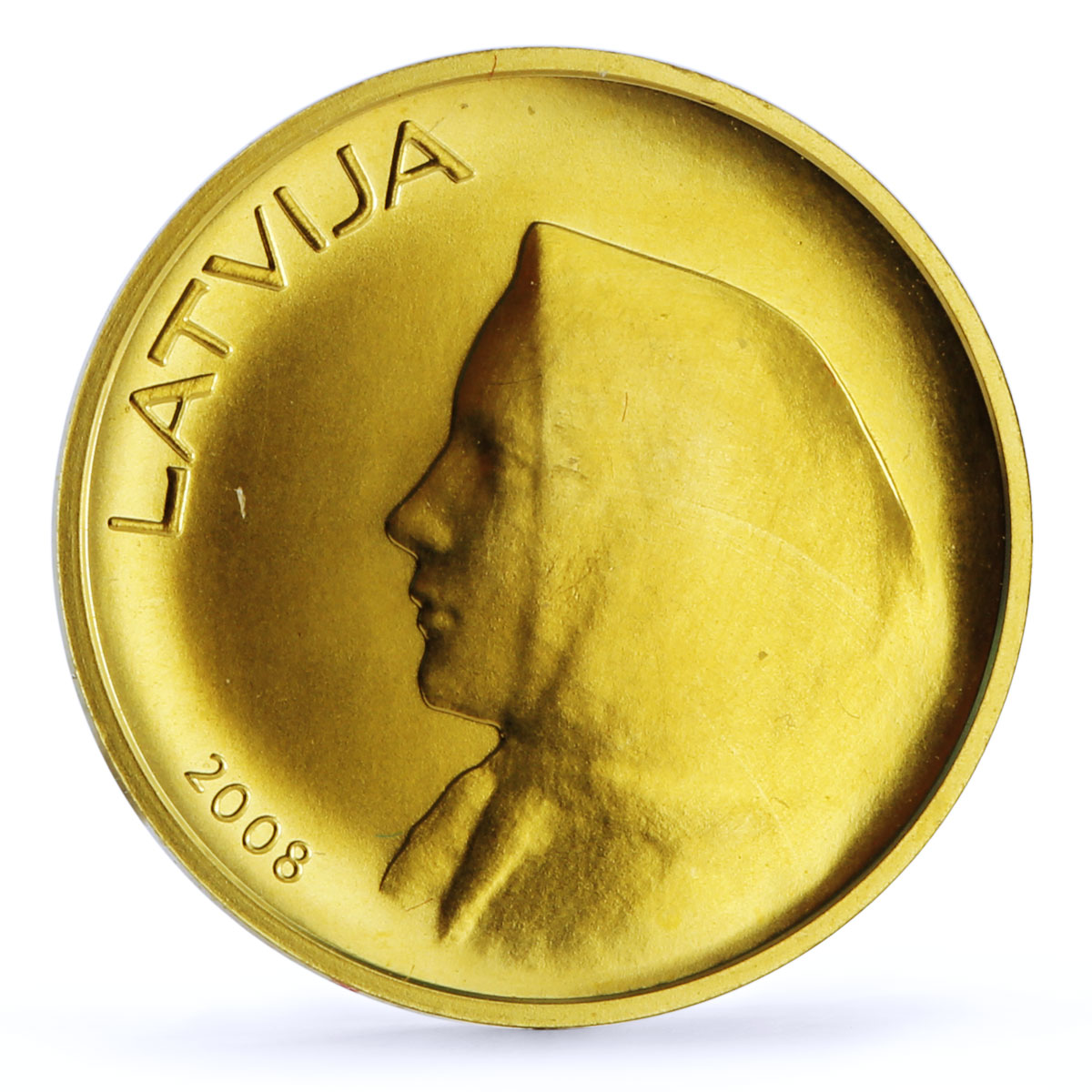 Latvia 20 lats Latvian Coin Woman Portrait Female Face Food KM-96 gold coin 2008