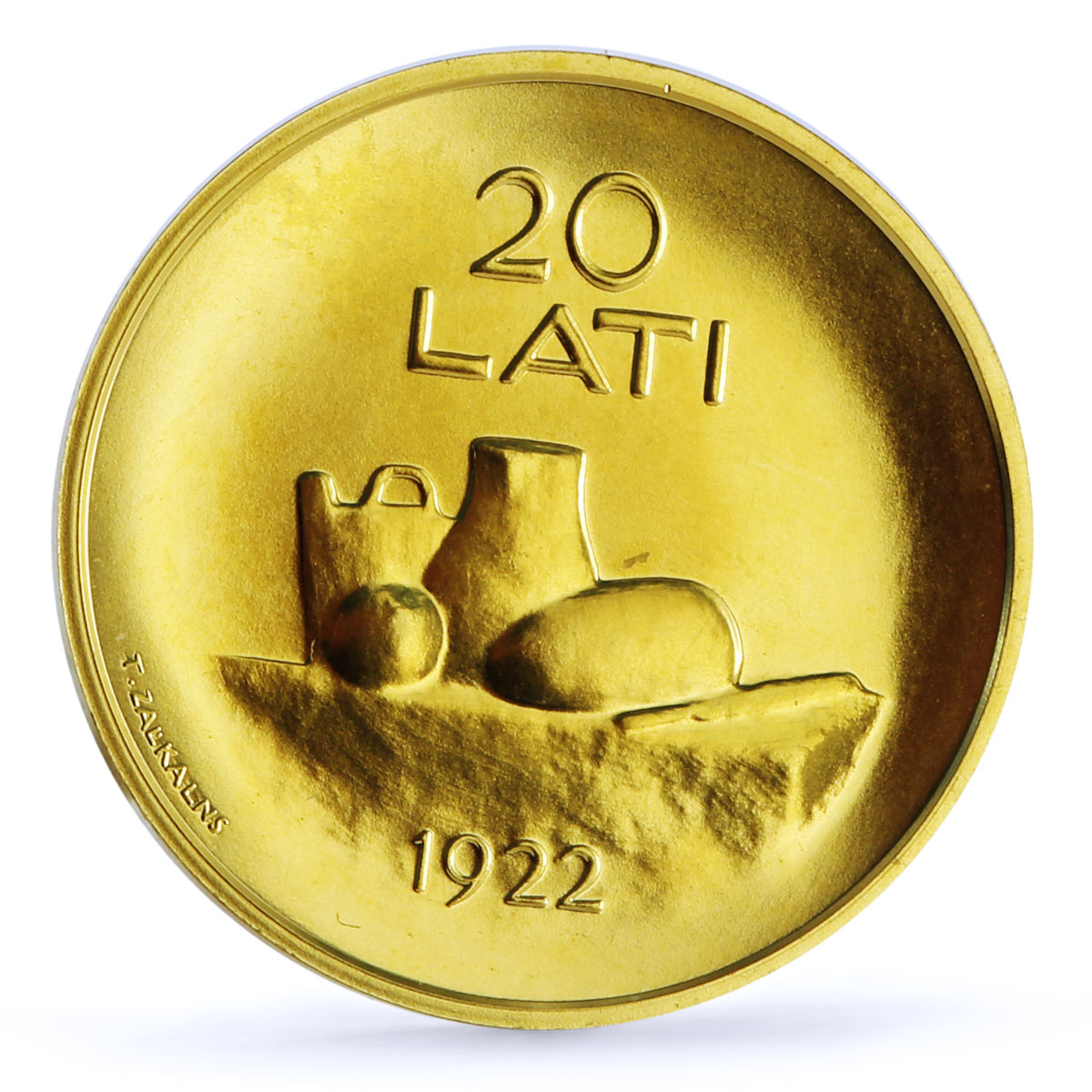Latvia 20 lats Latvian Coin Woman Portrait Female Face Food KM-96 gold coin 2008