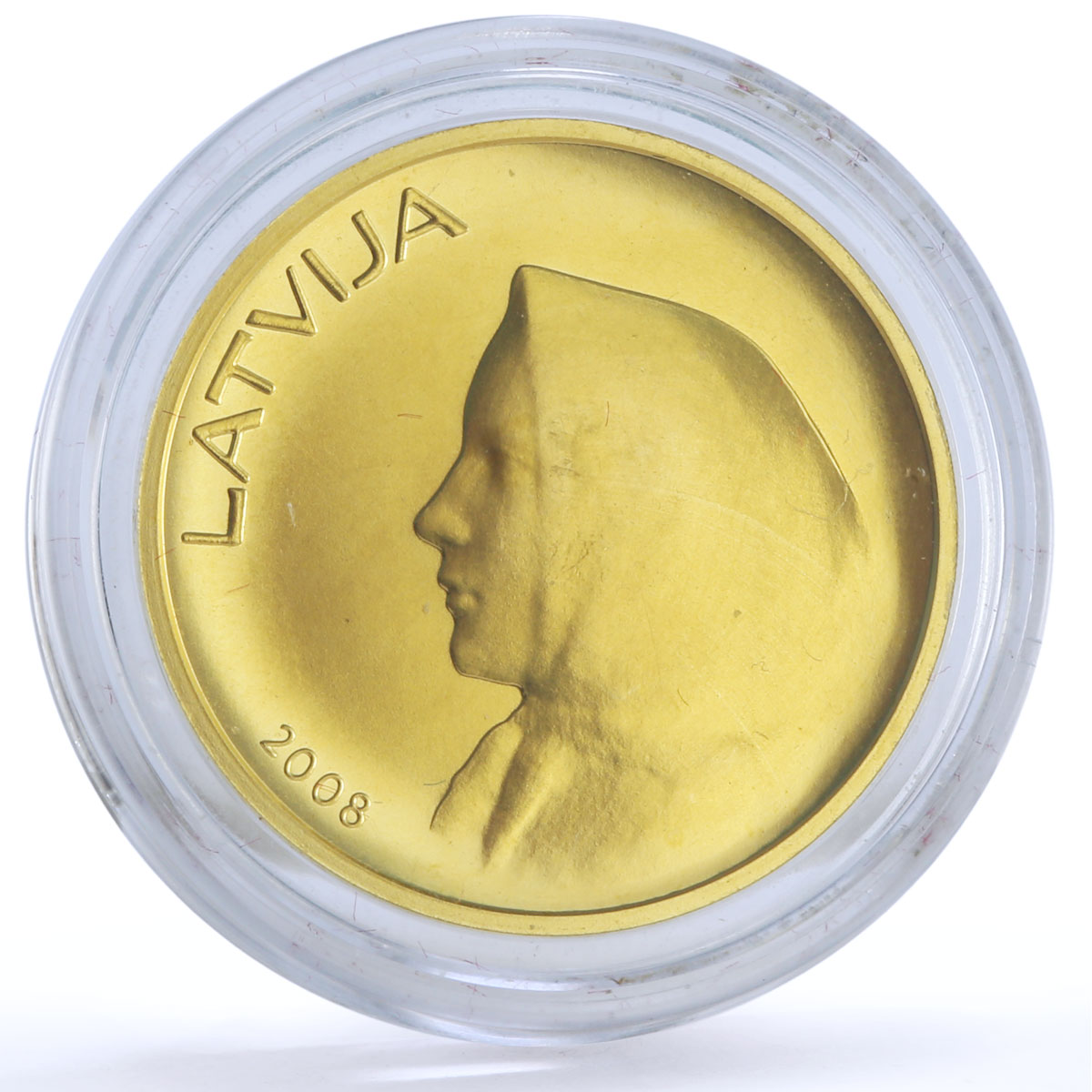 Latvia 20 lats Latvian Coin Woman Portrait Female Face Food KM-96 gold coin 2008