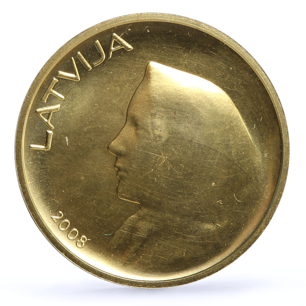Latvia 20 lats Latvian Coin Woman Portrait Female Face Food KM-96 gold coin 2008