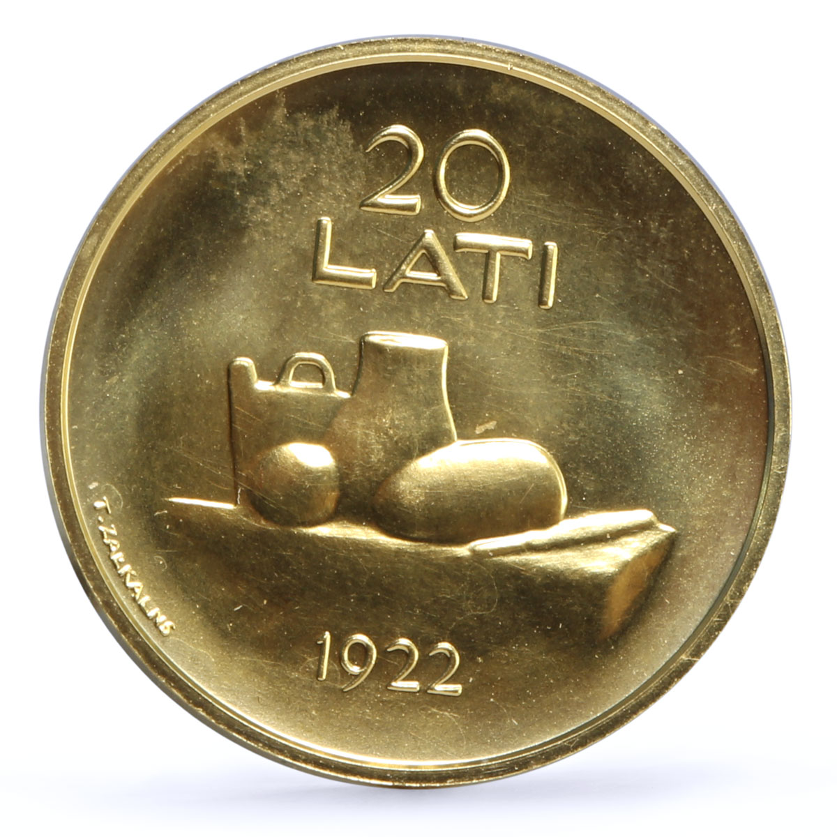 Latvia 20 lats Latvian Coin Woman Portrait Female Face Food KM-96 gold coin 2008