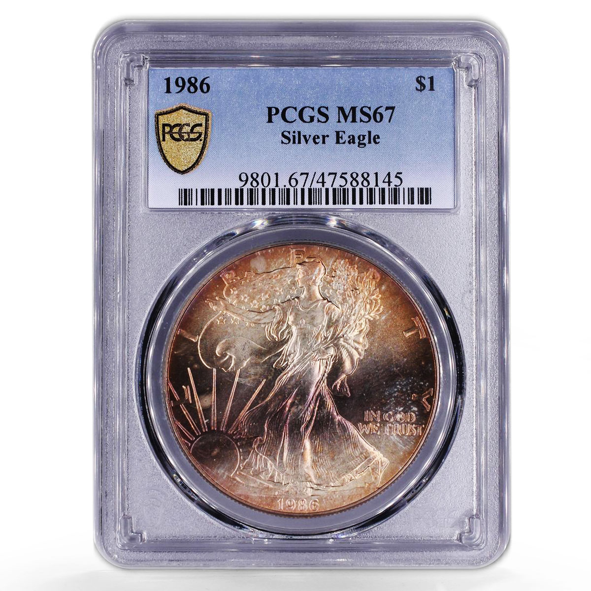 United States 1 dollar Silver Eagle Walking Liberty MS67 PCGS silver coin 1986