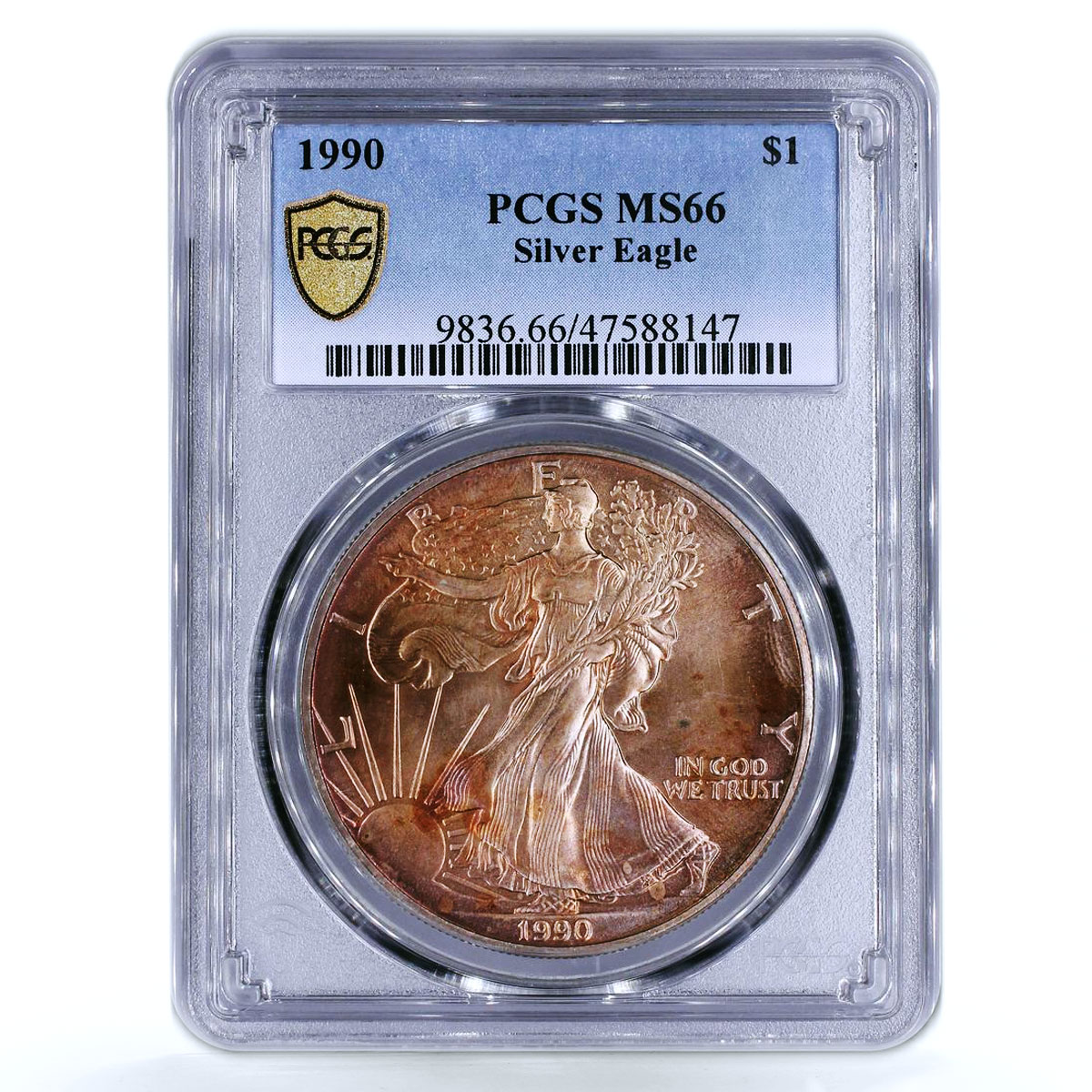 United States 1 dollar Silver Eagle Walking Liberty MS66 PCGS silver coin 1990