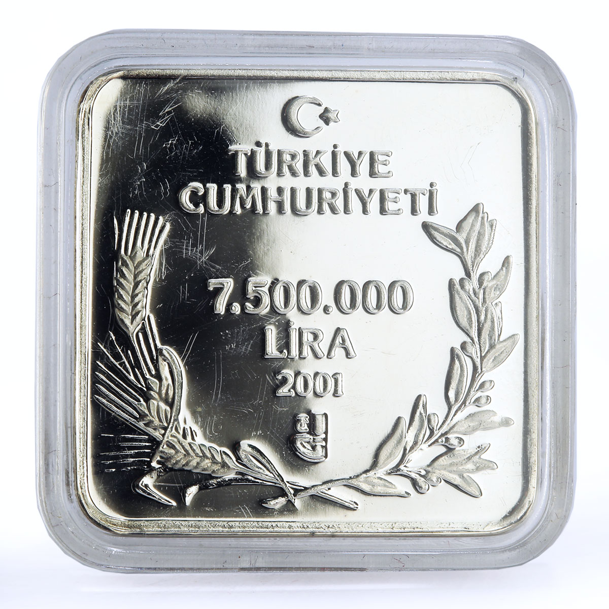 Turkey 7500000 lira Endangered Wildlife Bustard Bird Fauna silver coin 2001