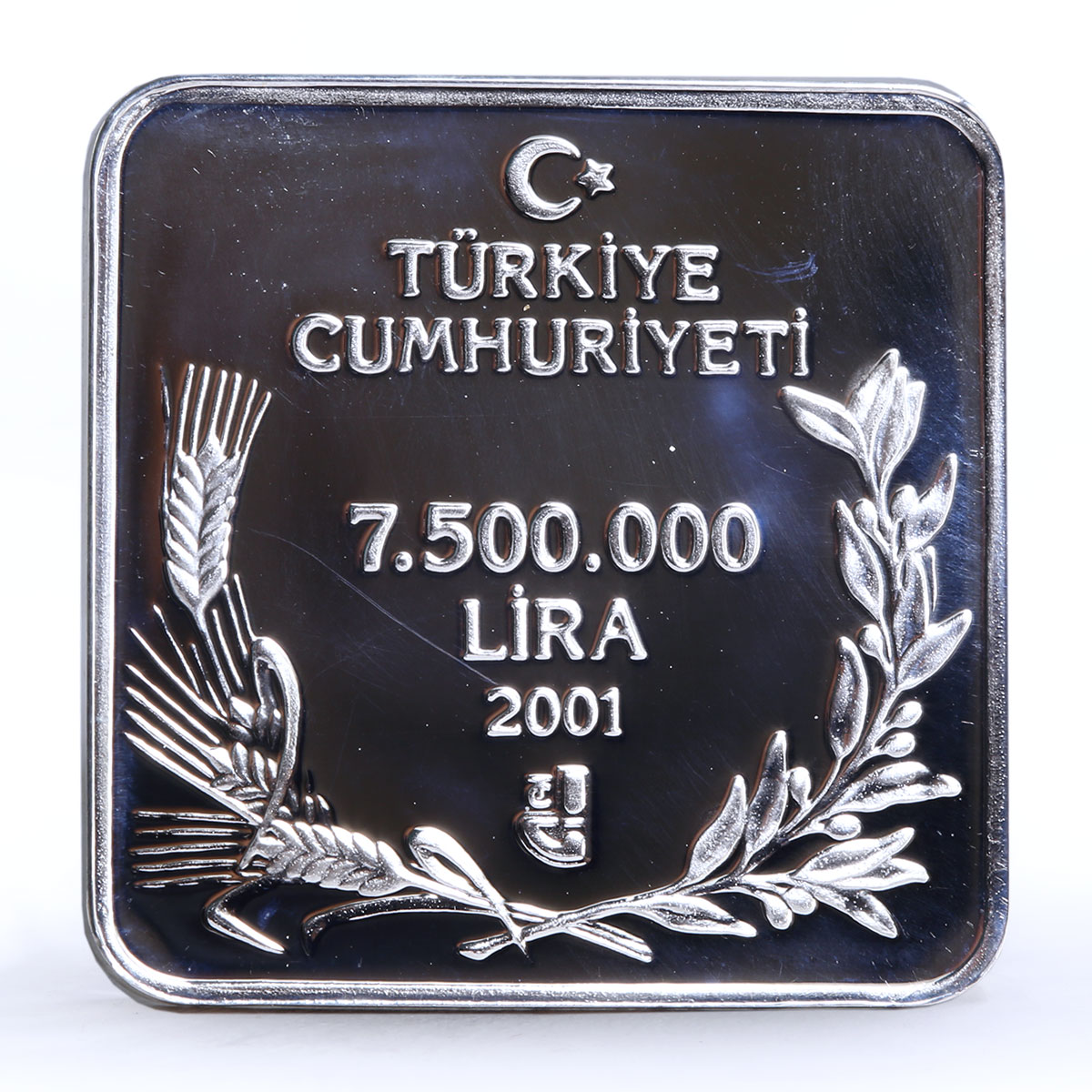 Turkey 7500000 lira Endangered Wildlife Eagle Falcon Bird Fauna silver coin 2001