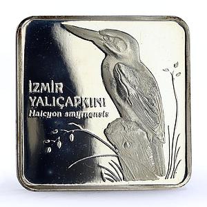 Turkey 7500000 lira Endangered Wildlife Kingfisher Bird Fauna silver coin 2001