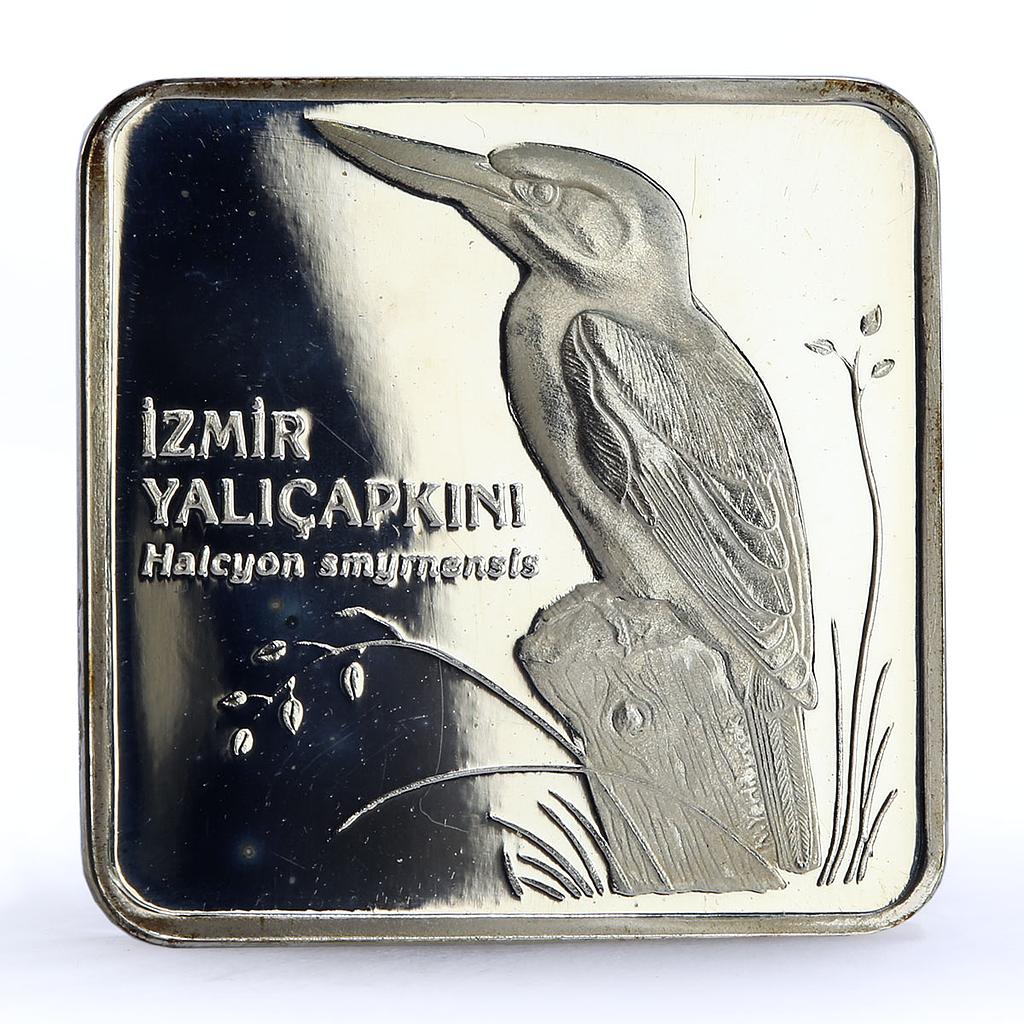 Turkey 7500000 lira Endangered Wildlife Kingfisher Bird Fauna silver coin 2001