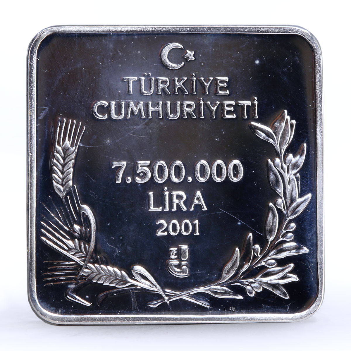 Turkey 7500000 lira Endangered Wildlife Kingfisher Bird Fauna silver coin 2001