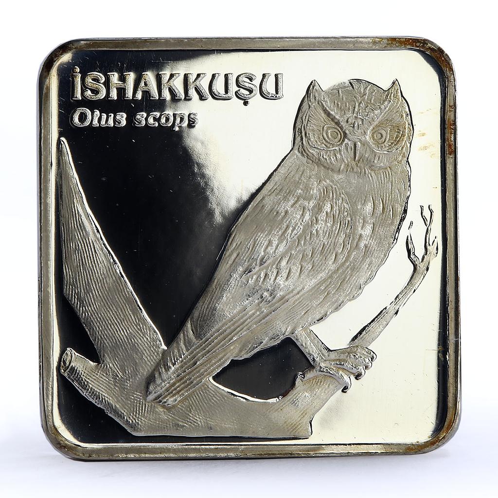 Turkey 7500000 lira Endangered Wildlife Scops Owl Bird Fauna silver coin 2001