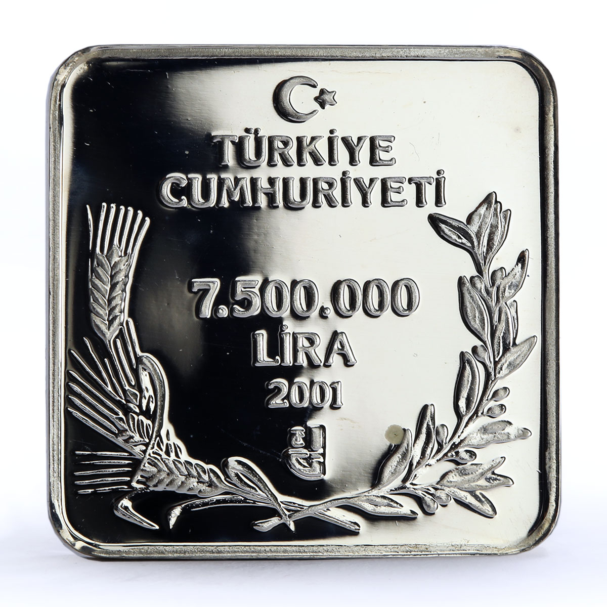 Turkey 7500000 lira Endangered Wildlife Scops Owl Bird Fauna silver coin 2001